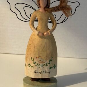 Country Gatherings Handcrafted Angel Figurine with Peace & Plenty Design